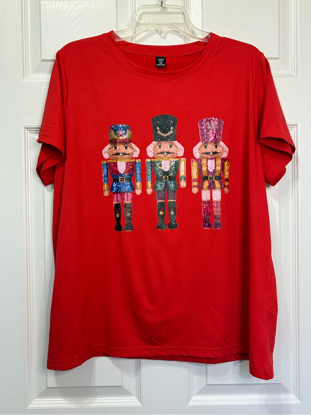 SHEIN Curve Nutcracker Graphic Top Womens 1XL Red Christmas Holiday Whimsical
